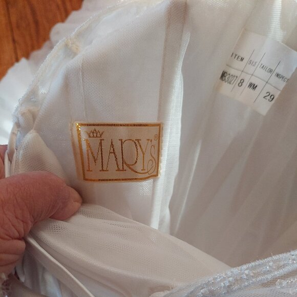 White Mary's Tulle Bridal Ball Gown with Crystal Beads size 8 - Picture 6 of 17